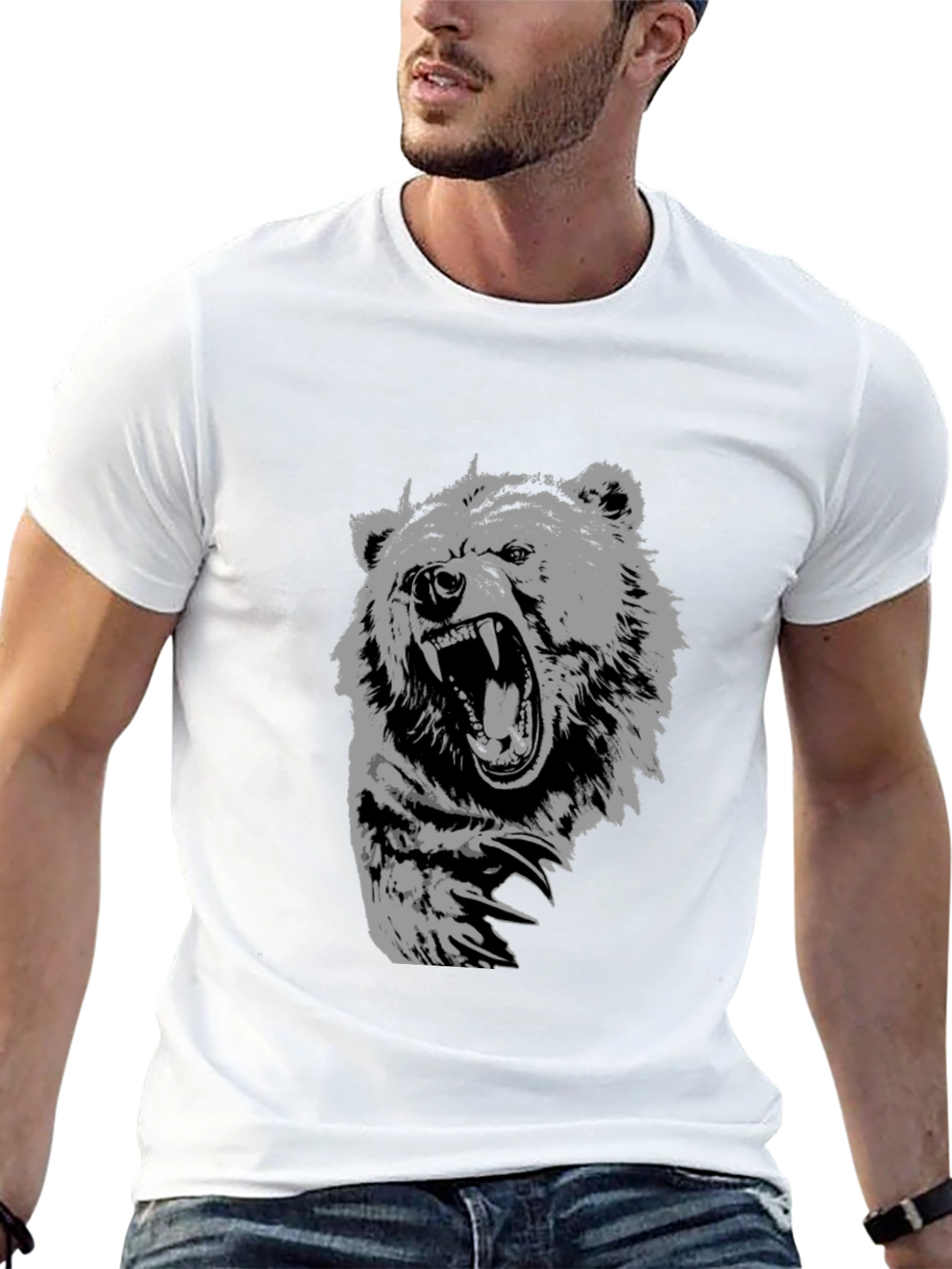 Mens Black Bear Graphic T-Shirt