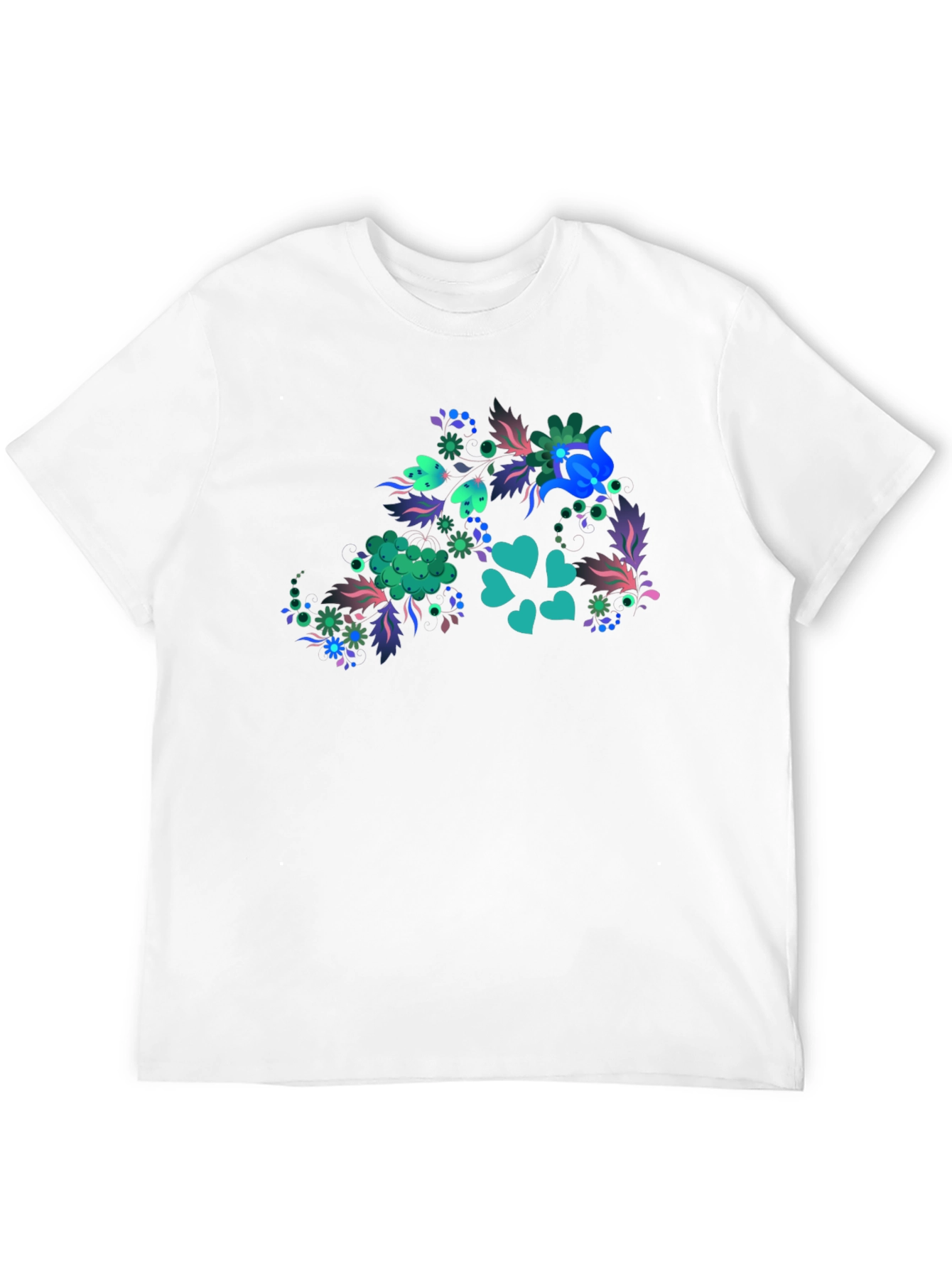 Floral Heart Tee - Mens Black T-Shirt