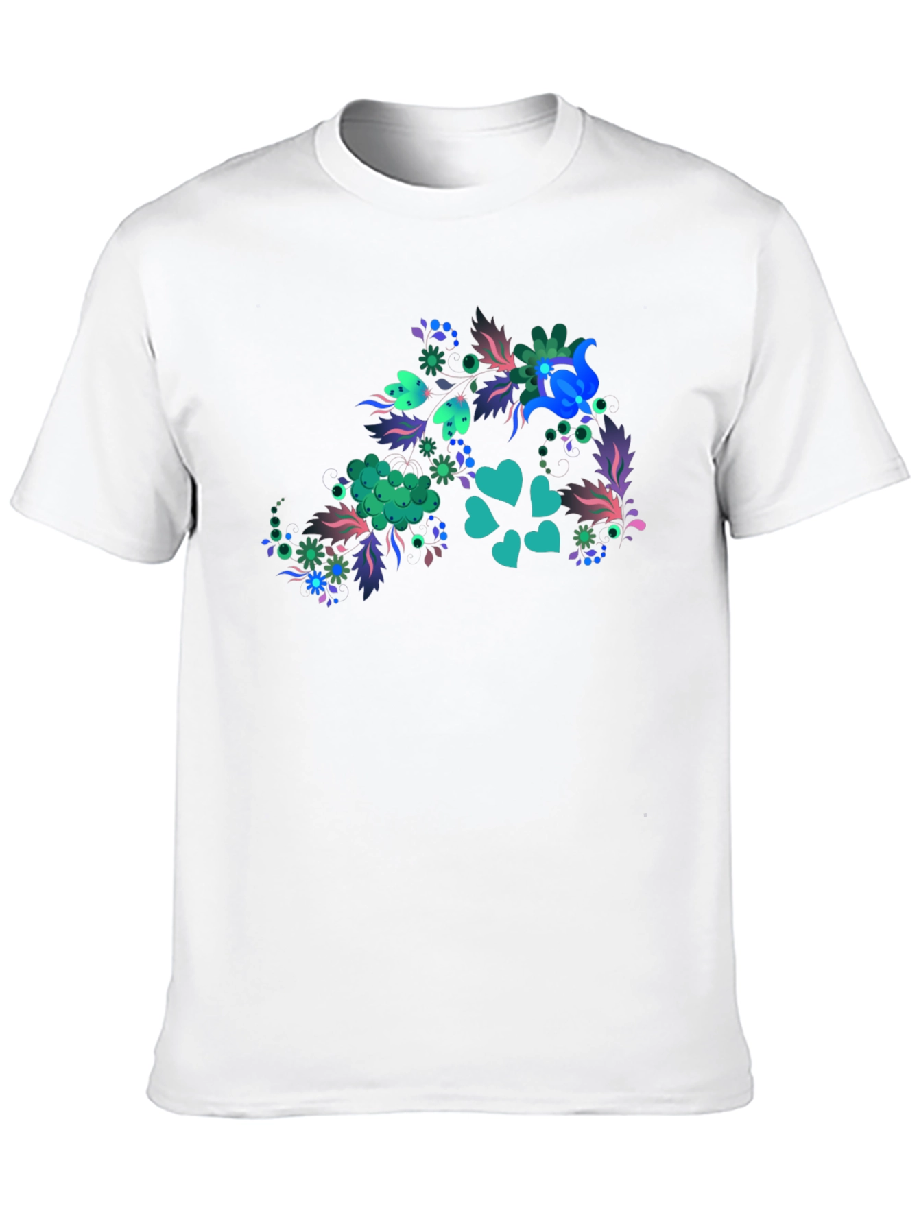 Floral Heart Tee - Mens Black T-Shirt