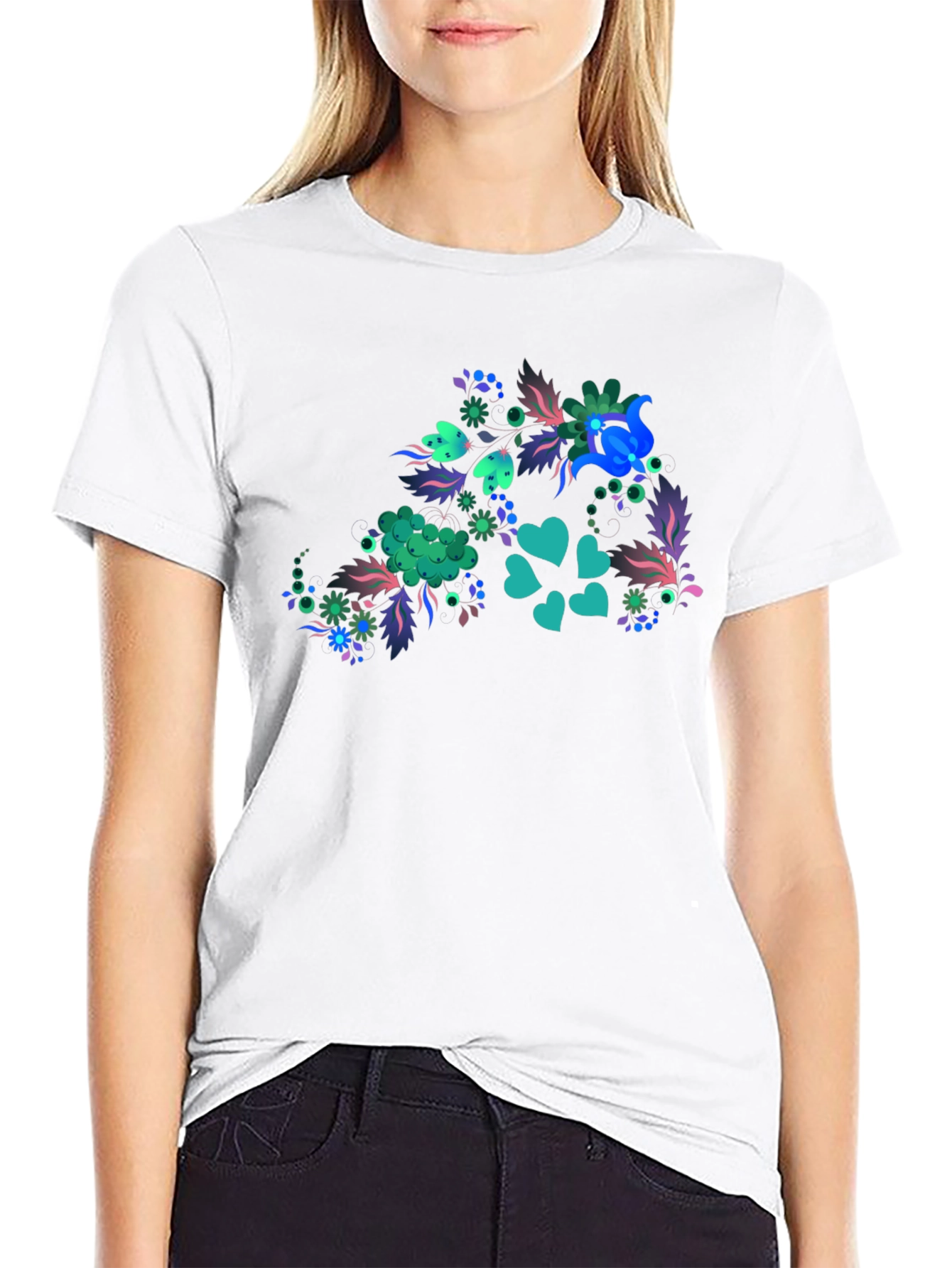 Floral Heart Tee - Mens Black T-Shirt