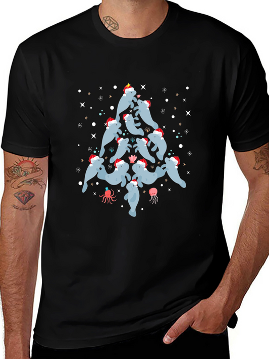 Festive Manatee Christmas Tree T-Shirt