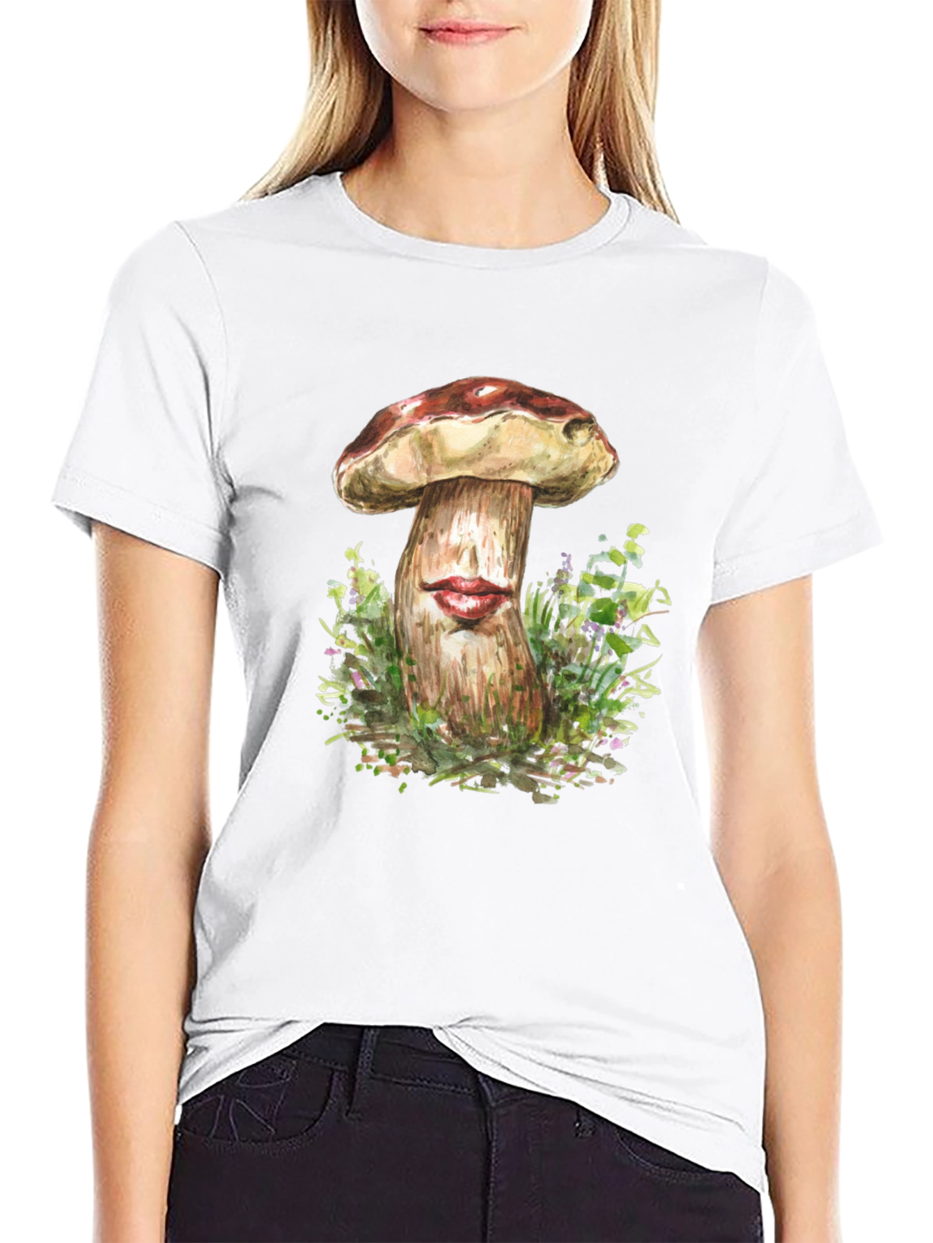 Mushroom Lips Graphic Tee - Unique Humor T-Shirt