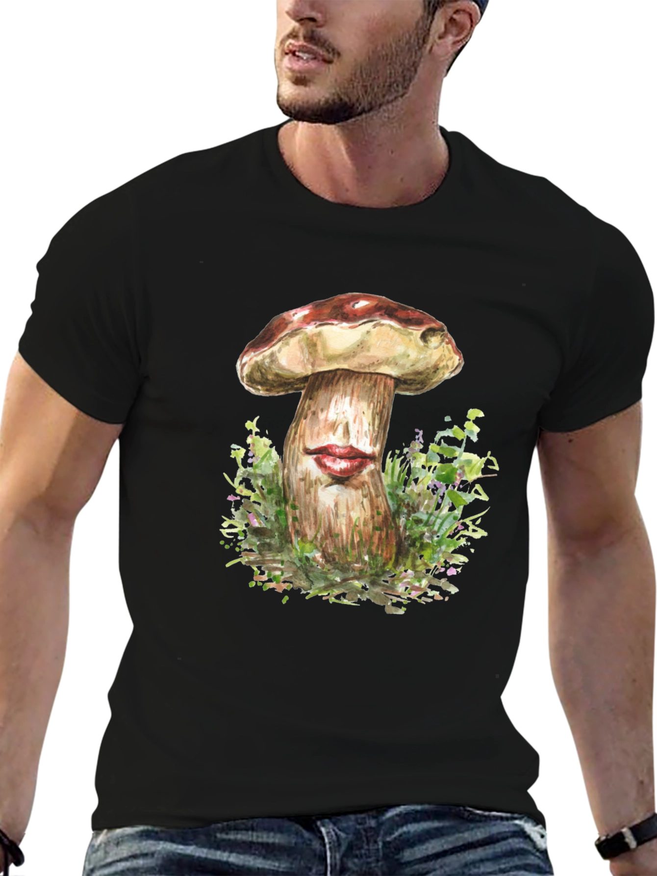 Mushroom Lips Graphic Tee - Unique Humor T-Shirt