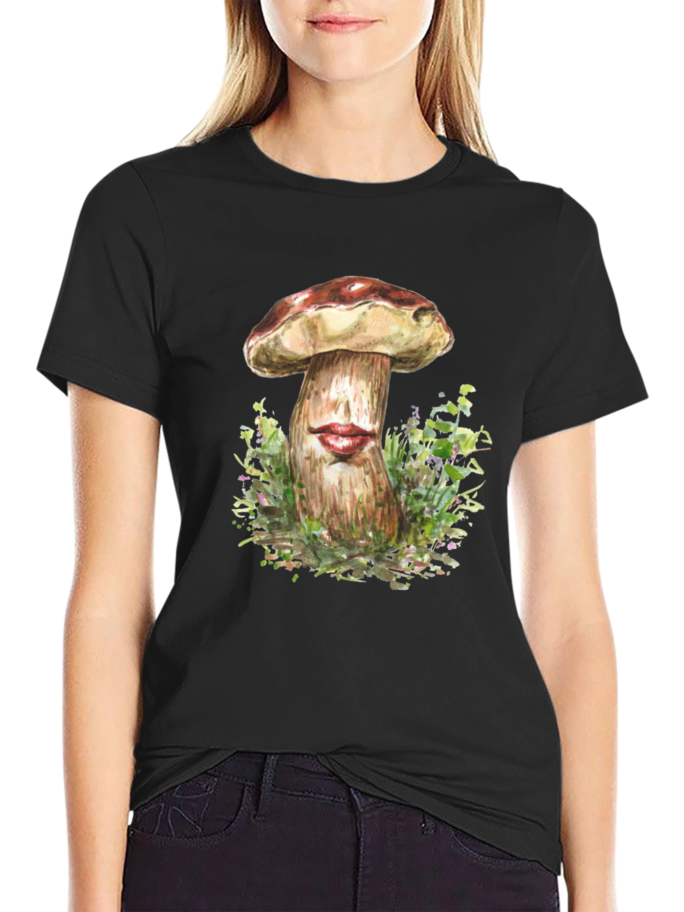 Mushroom Lips Graphic Tee - Unique Humor T-Shirt