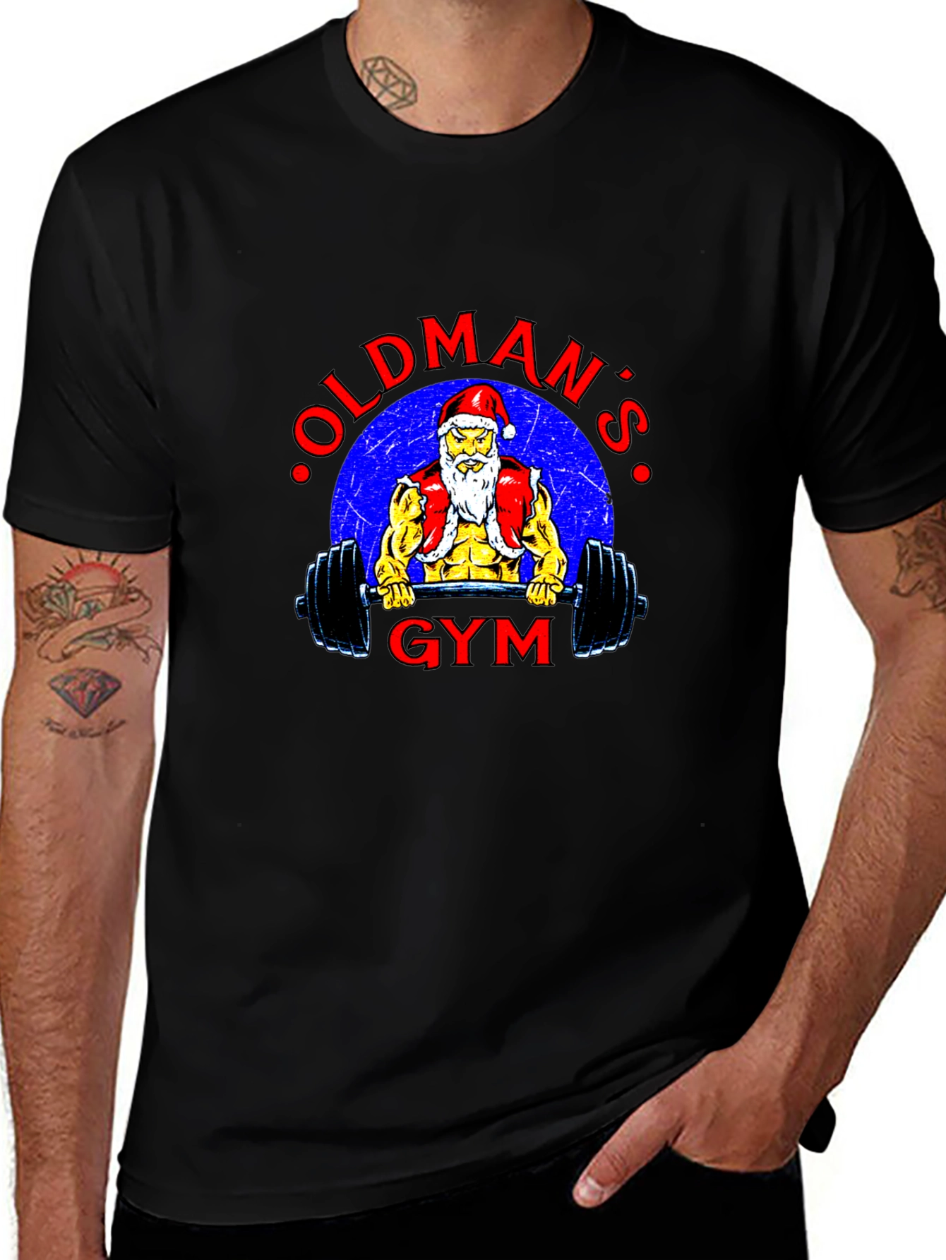 Oldmans Gym Santa Black T-Shirt
