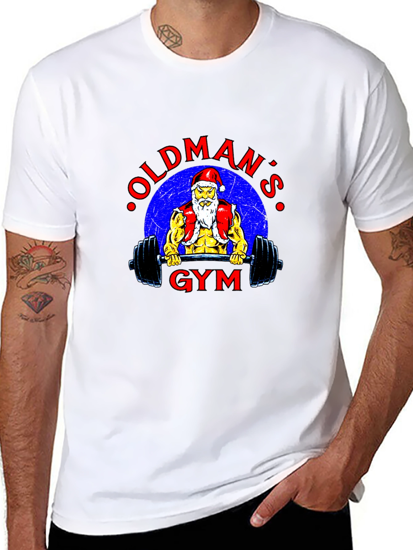 Oldmans Gym Santa Black T-Shirt