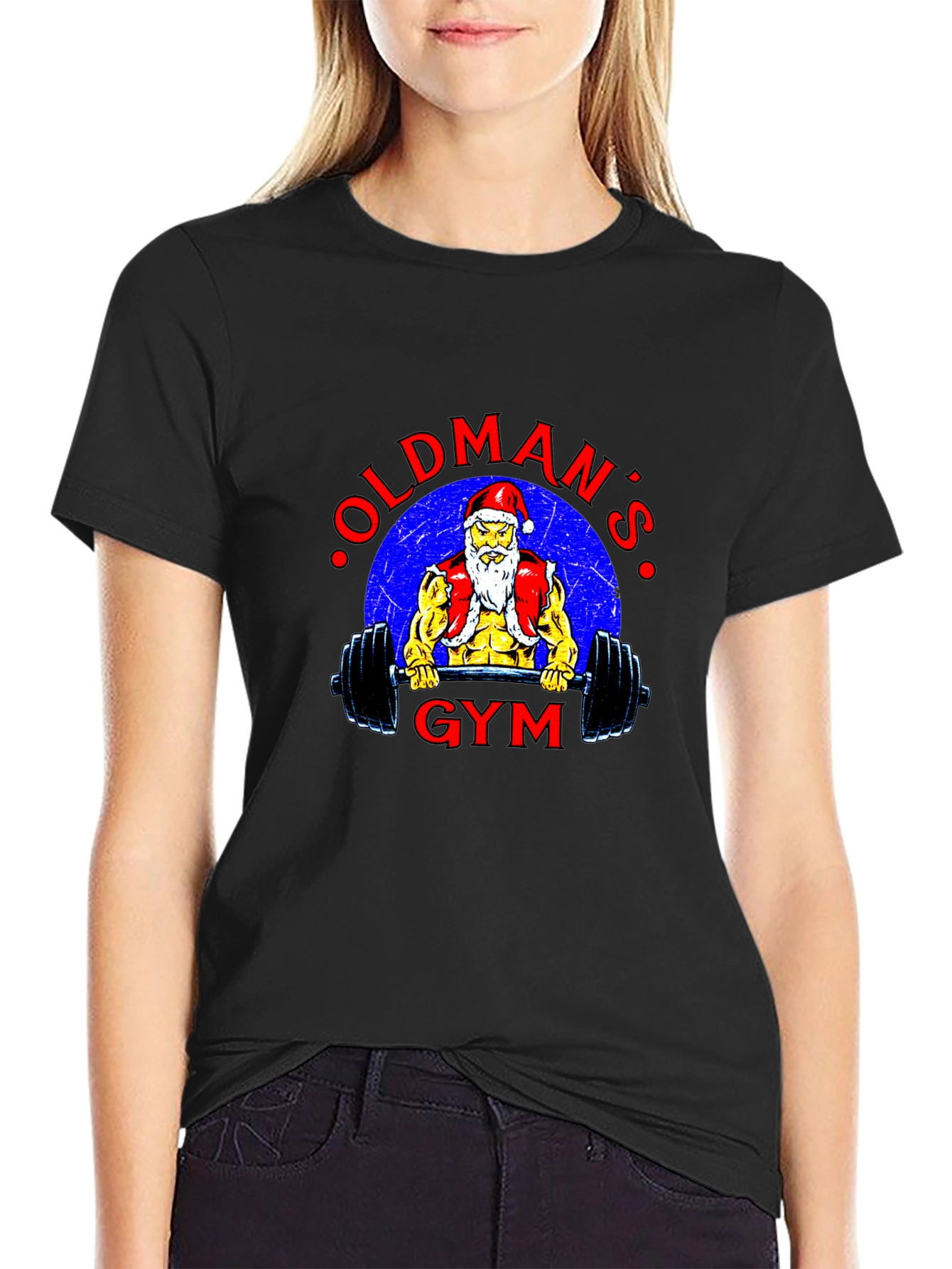 Oldmans Gym Santa Black T-Shirt