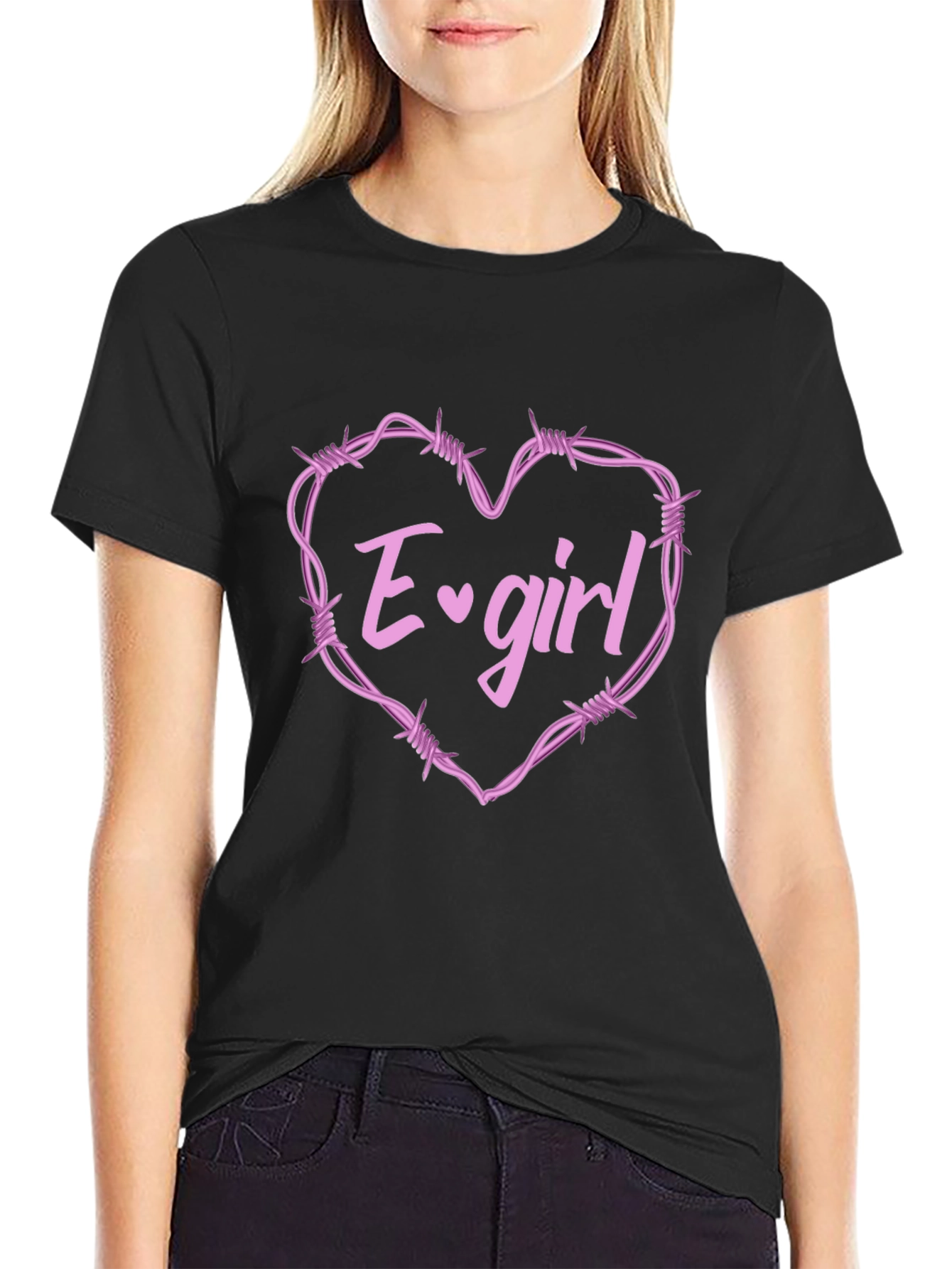E-Girl Barbed Wire Heart Graphic Tee