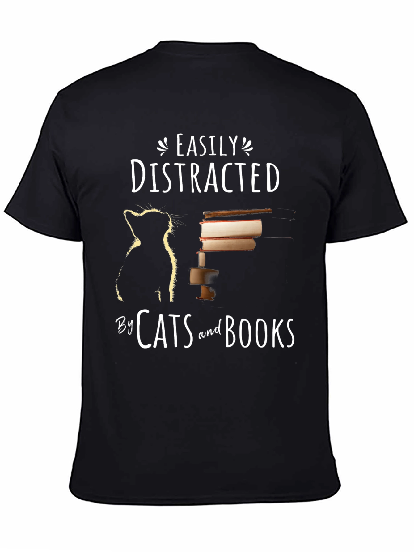 Easily Distracted by Cats and Books T-Shirt