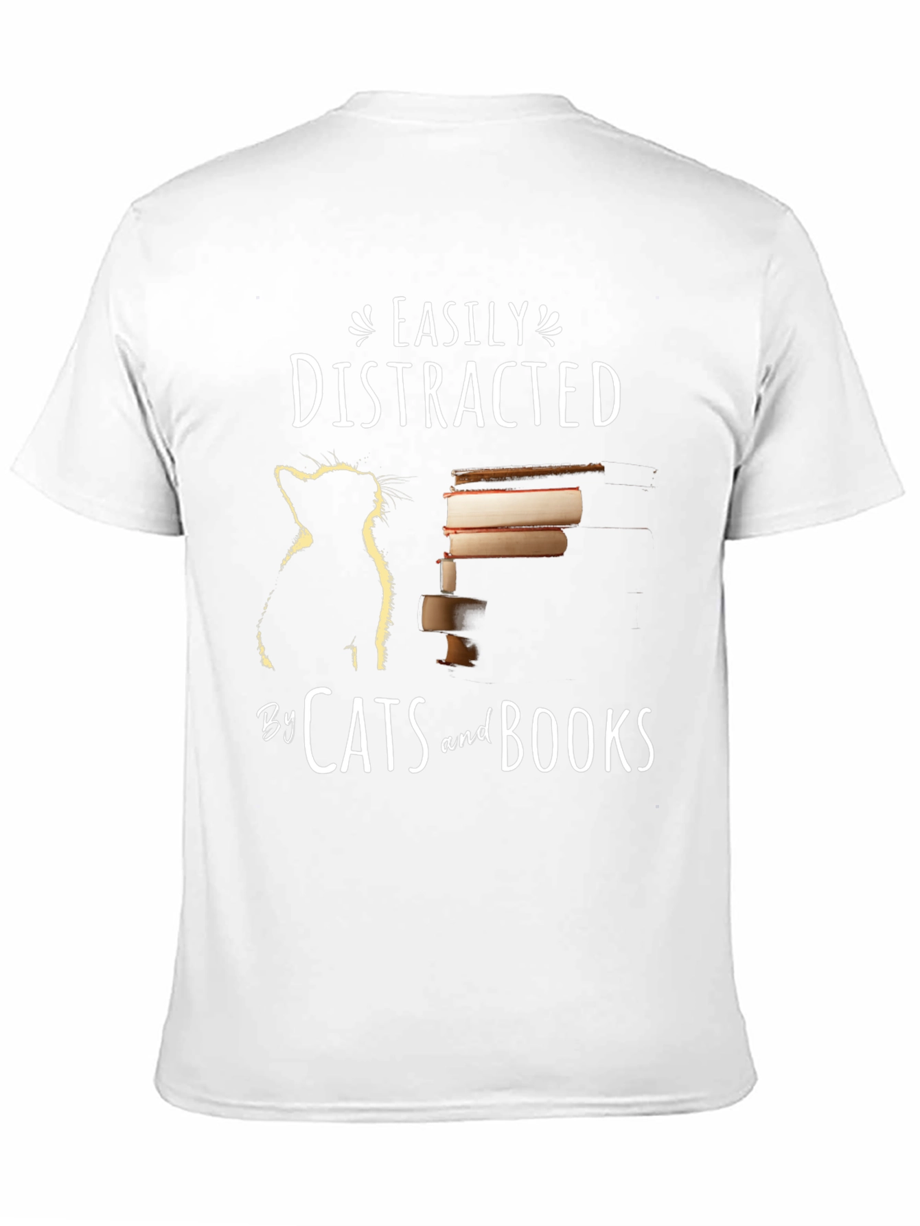 Easily Distracted by Cats and Books T-Shirt