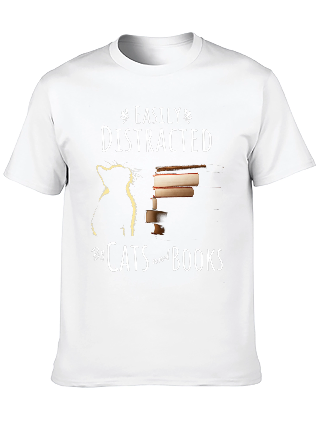 Easily Distracted by Cats and Books T-Shirt