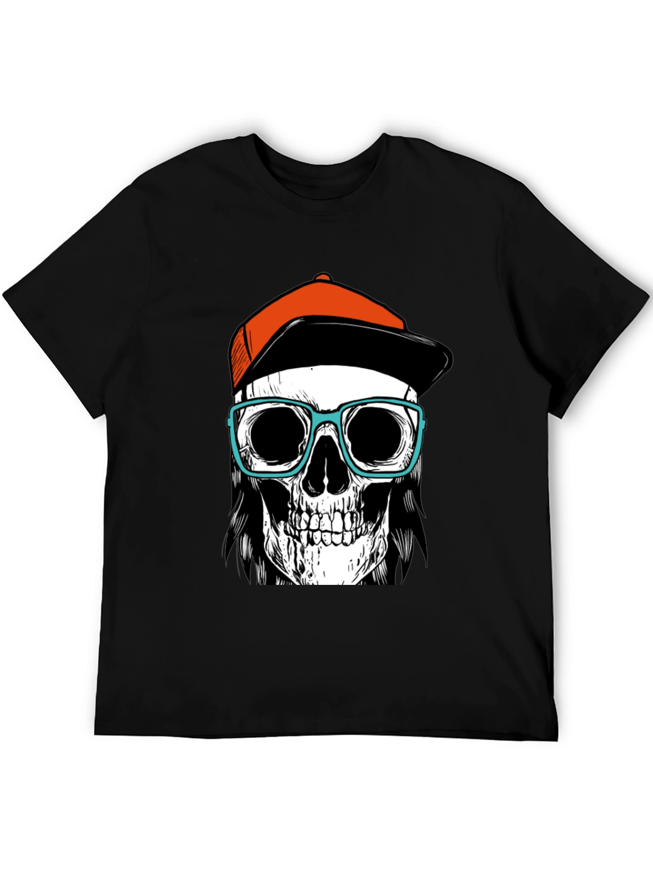 Skull with Hat & Glasses Graphic Tee