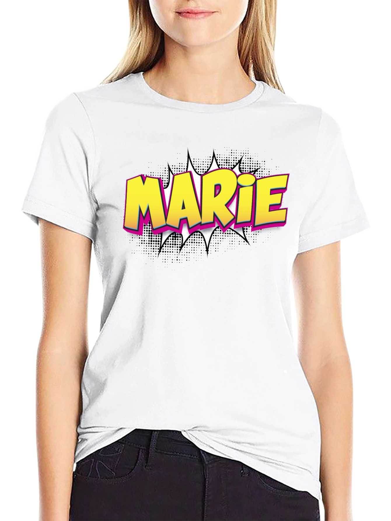 Marie Comic Style T-Shirt - Black Cotton Tee