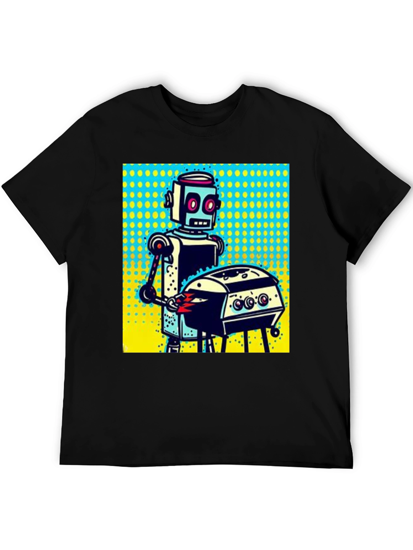 Robot Grilling T-Shirt - Novelty Graphic Tee