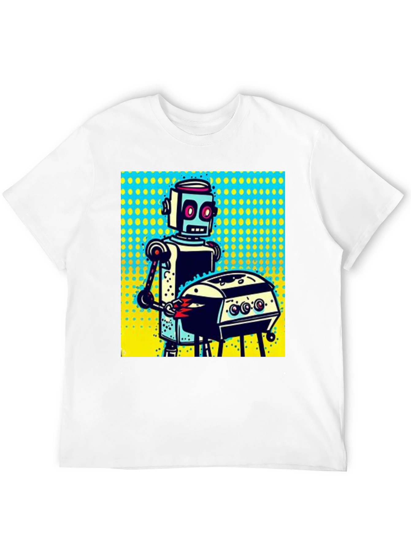 Robot Grilling T-Shirt - Novelty Graphic Tee