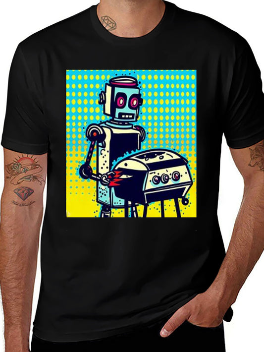 Robot Grilling T-Shirt - Novelty Graphic Tee
