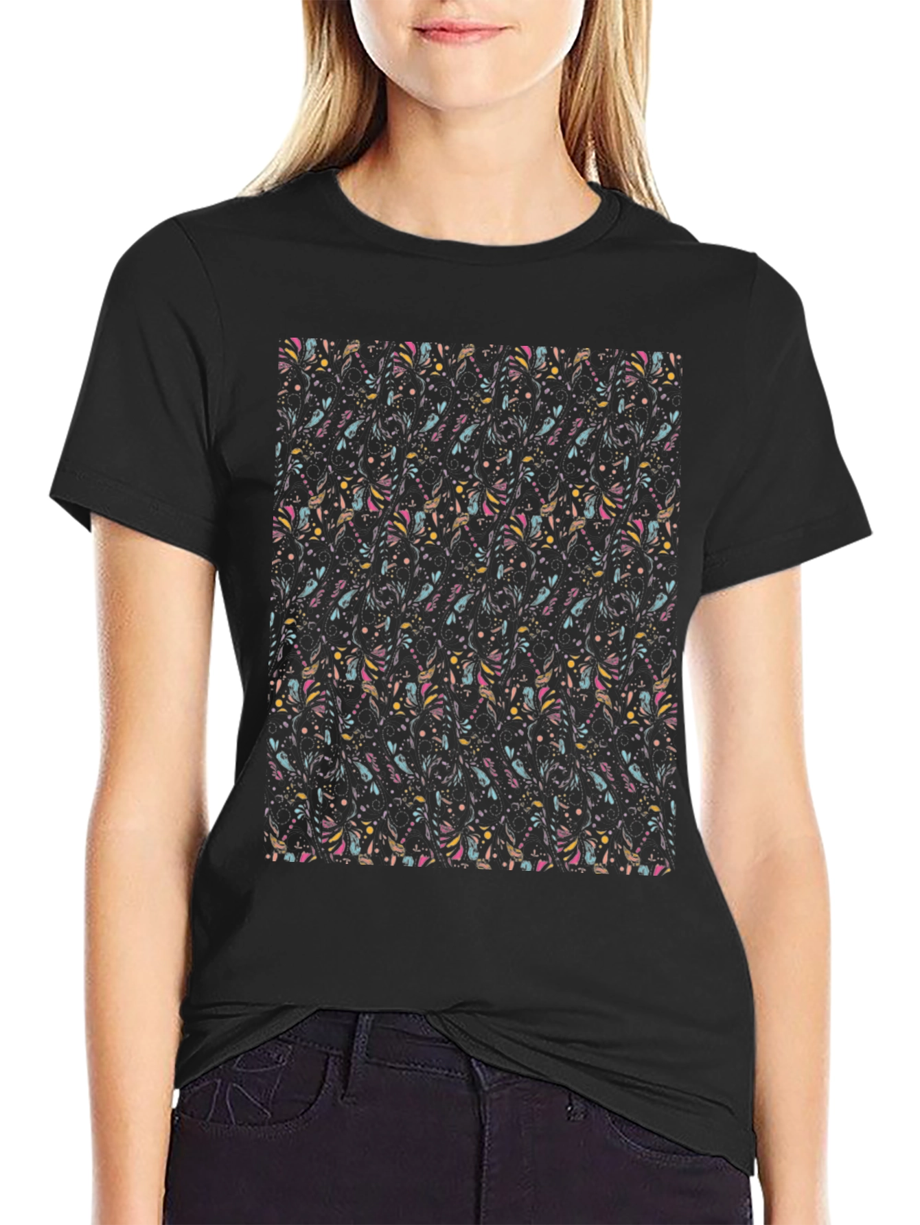 Funky Patterned Black Tee