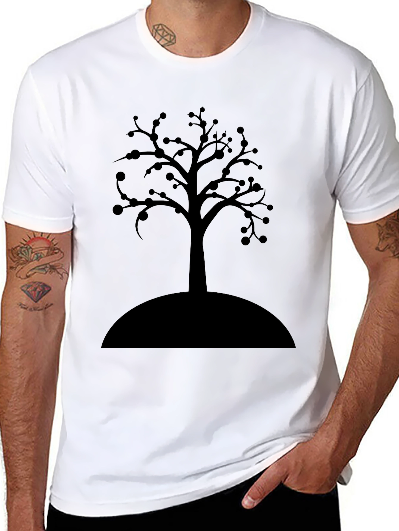 Black Tree Graphic T-Shirt - Modern Casual Wear