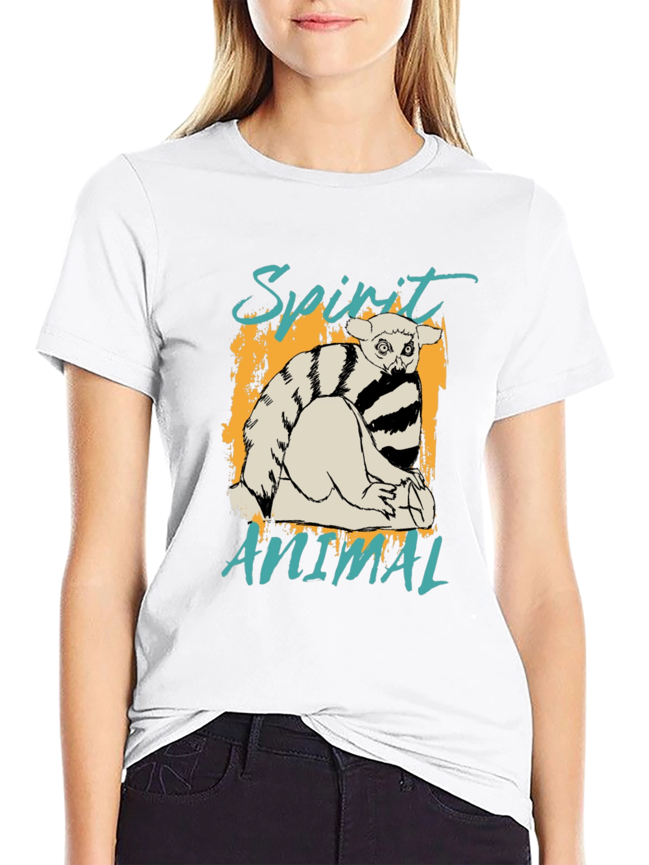 Spirit Animal Lemur Graphic Black T-Shirt