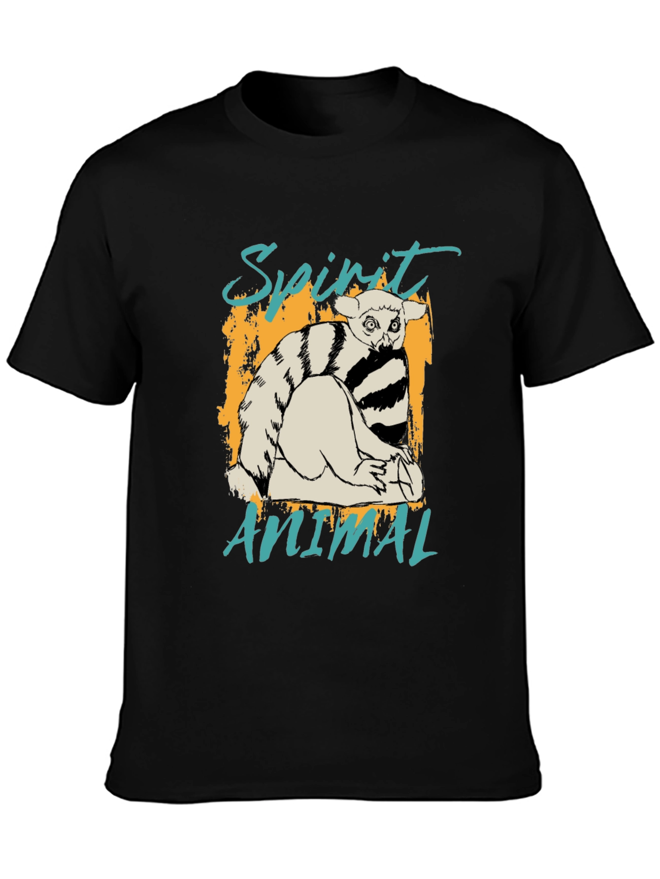 Spirit Animal Lemur Graphic Black T-Shirt
