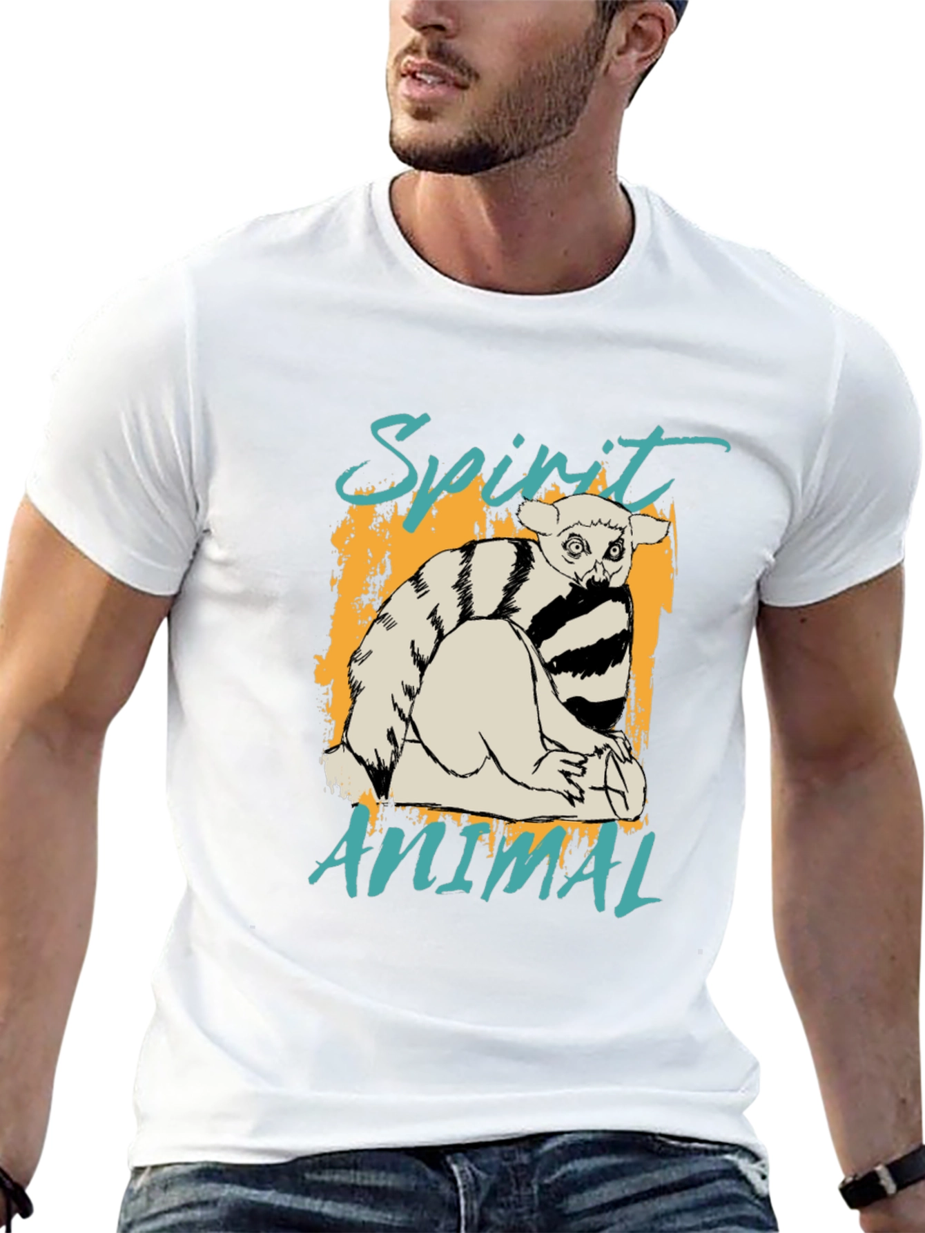 Spirit Animal Lemur Graphic Black T-Shirt