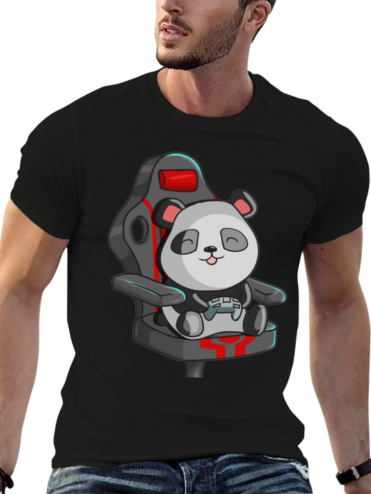 Gaming Panda T-Shirt - Cute Cartoon Design