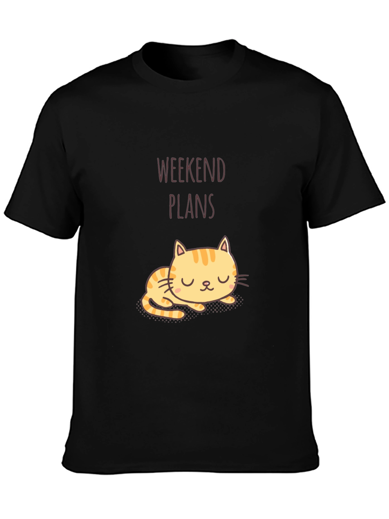 Weekend Plans Cat Graphic Tee - Black