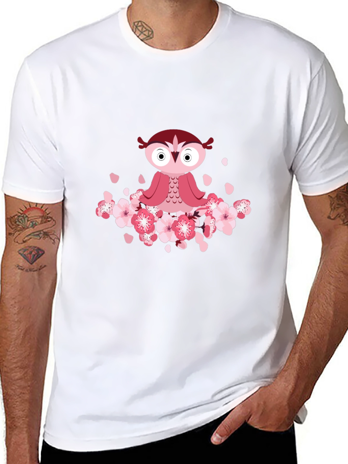 Owl & Cherry Blossom T-Shirt