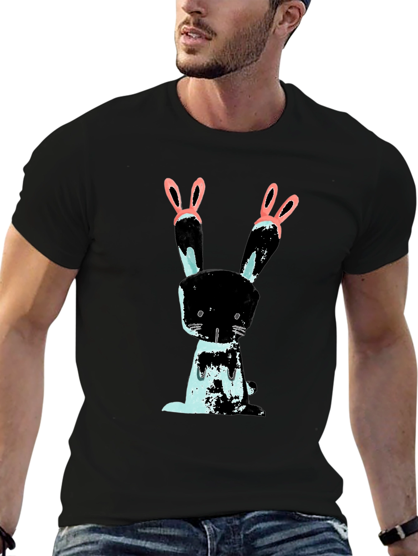 Bunny Graphic Black T-Shirt