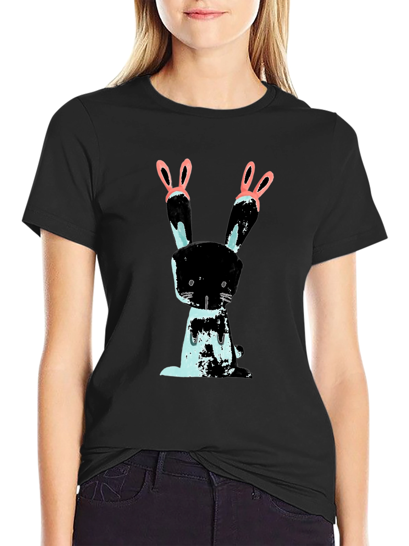Bunny Graphic Black T-Shirt