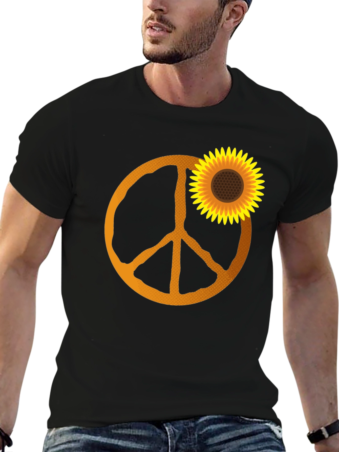 Sunflower Peace Sign Graphic Tee