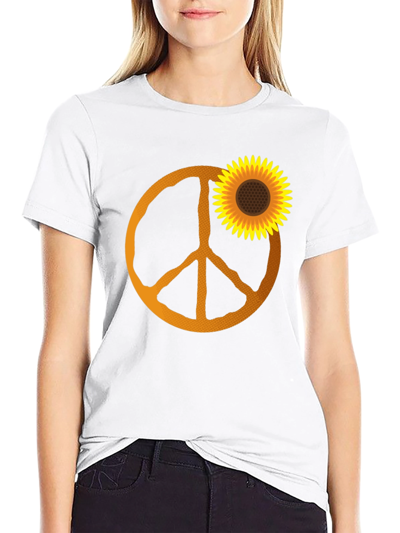 Sunflower Peace Sign Graphic Tee