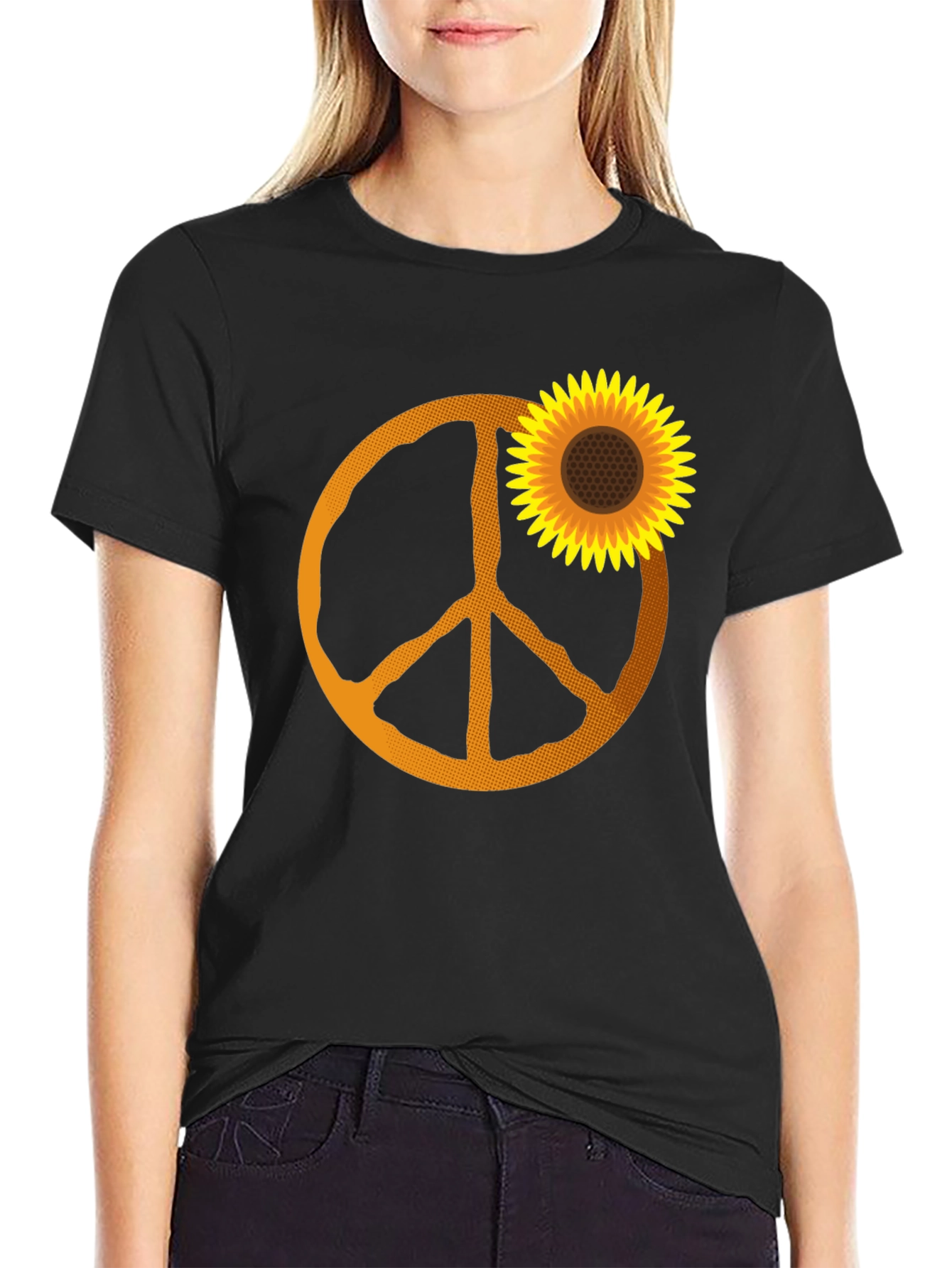 Sunflower Peace Sign Graphic Tee
