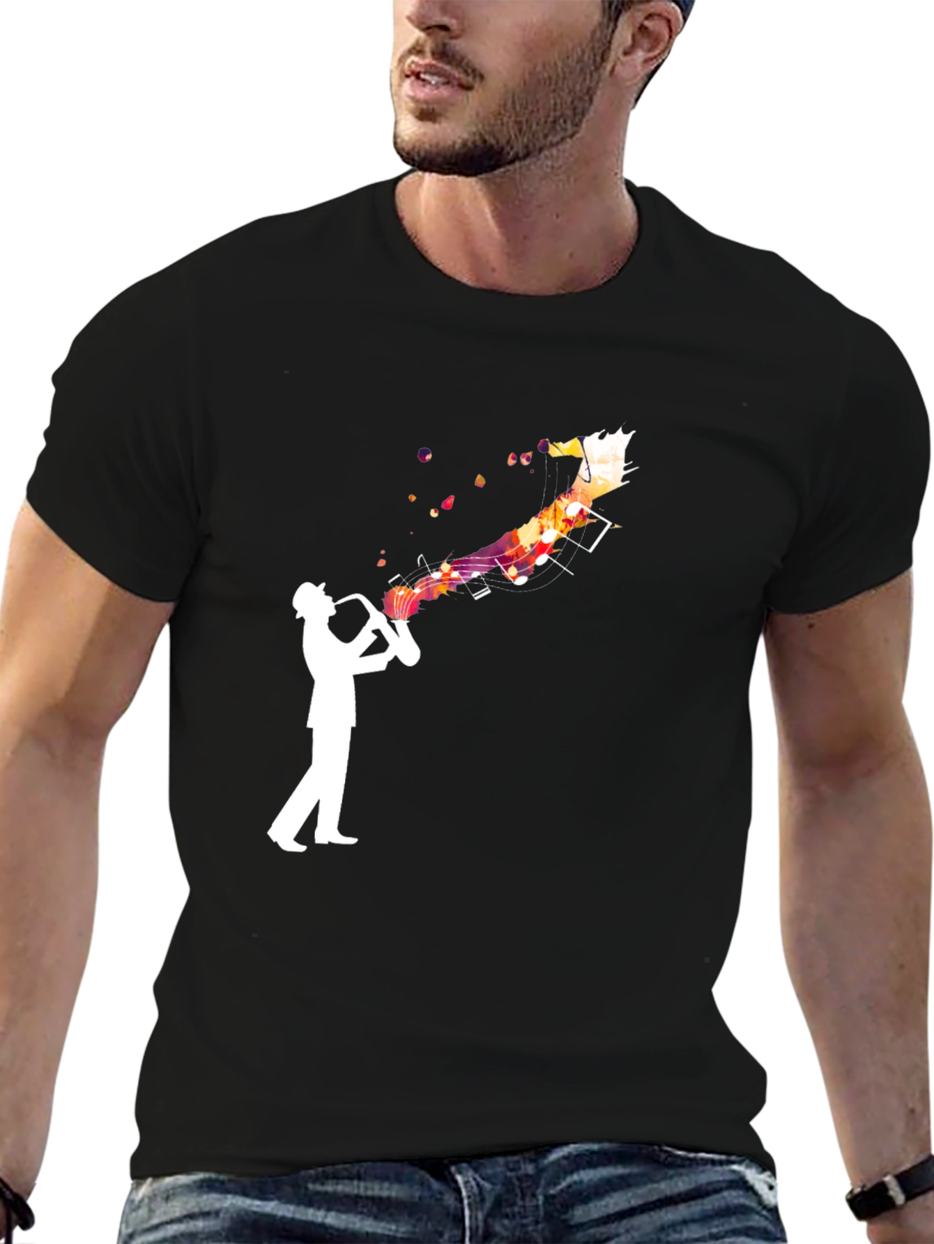 Jazz Musician Graphic Tee - Black