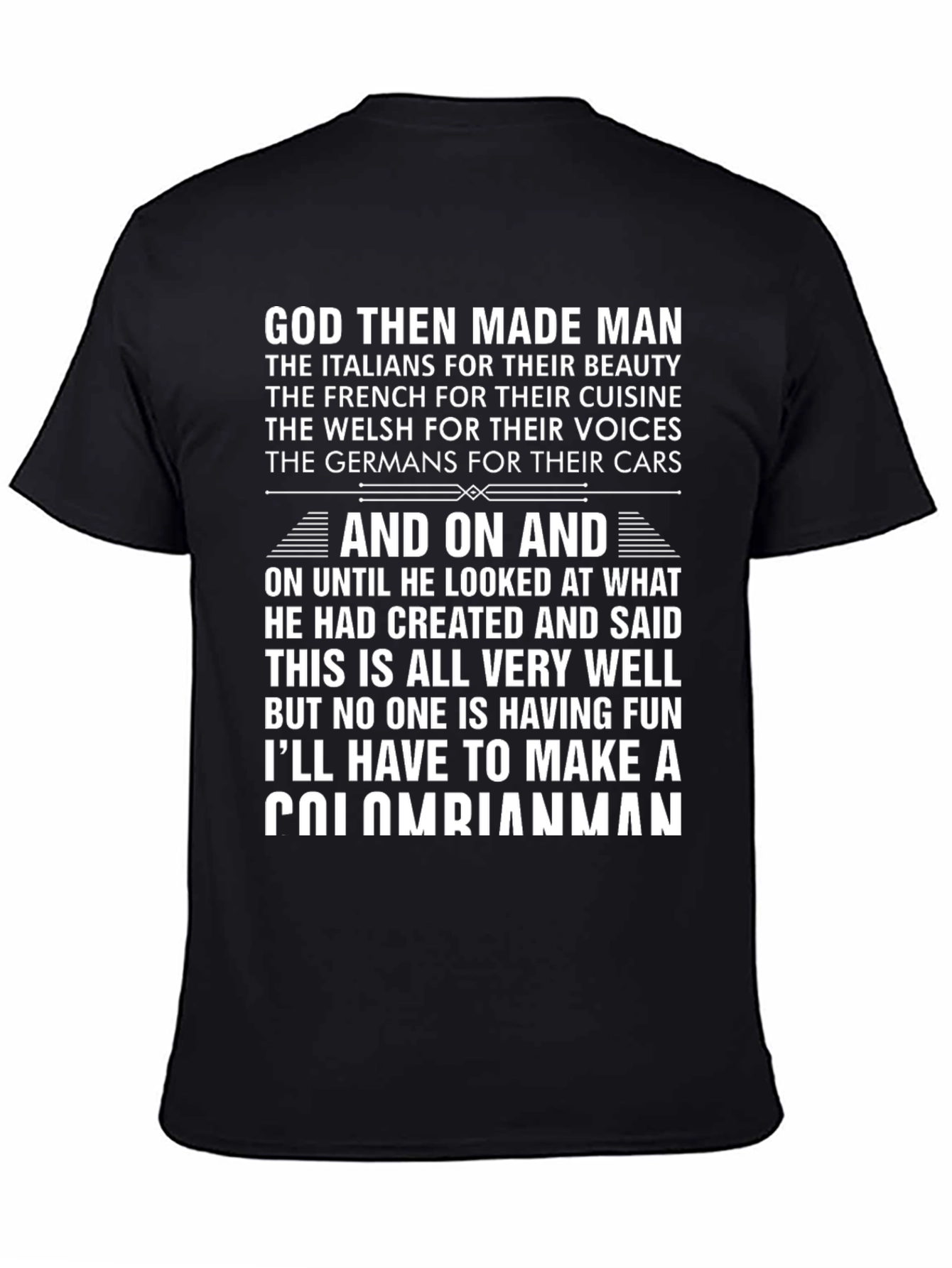 Funny Colombian Man T-Shirt Novelty
