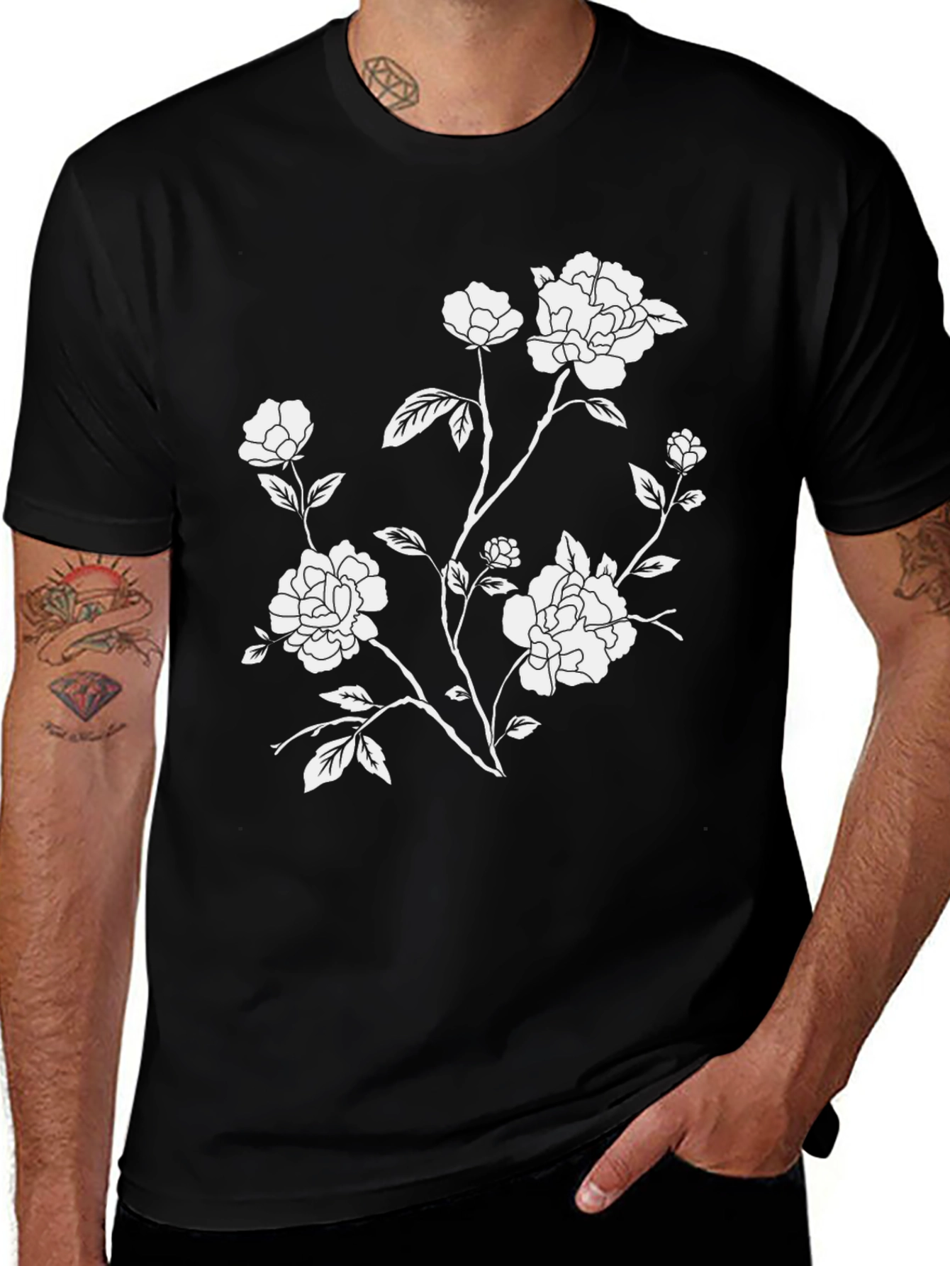 Black Floral Print T-Shirt