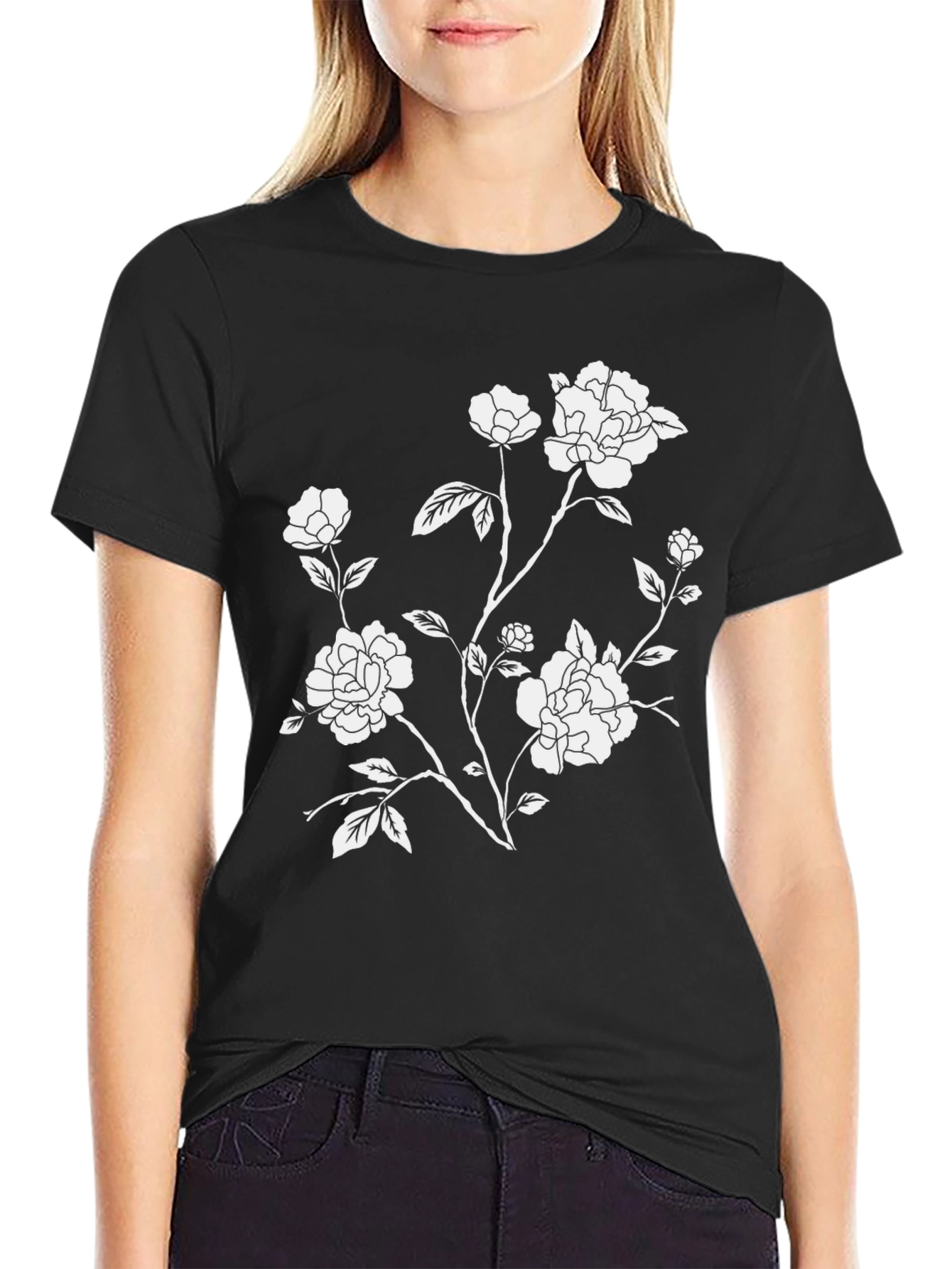 Black Floral Print T-Shirt