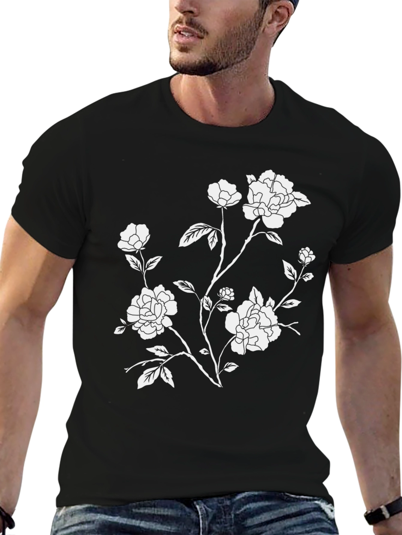 Black Floral Print T-Shirt