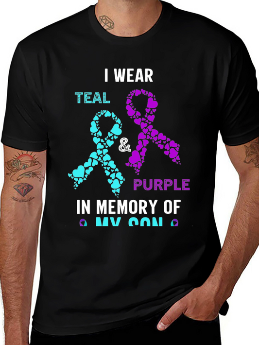 Teal & Purple Ribbon My Son Awareness T-Shirt
