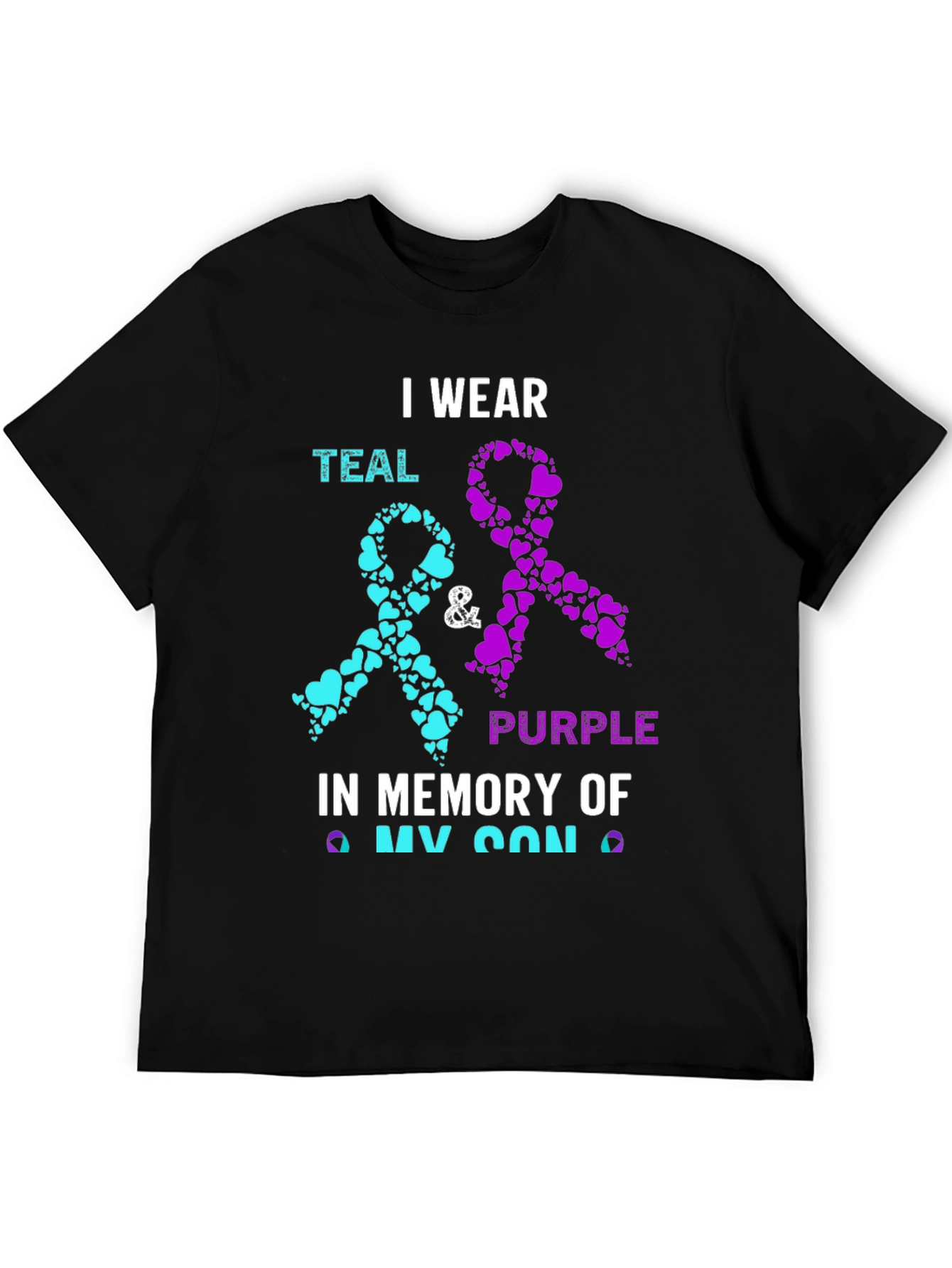 Teal & Purple Ribbon My Son Awareness T-Shirt