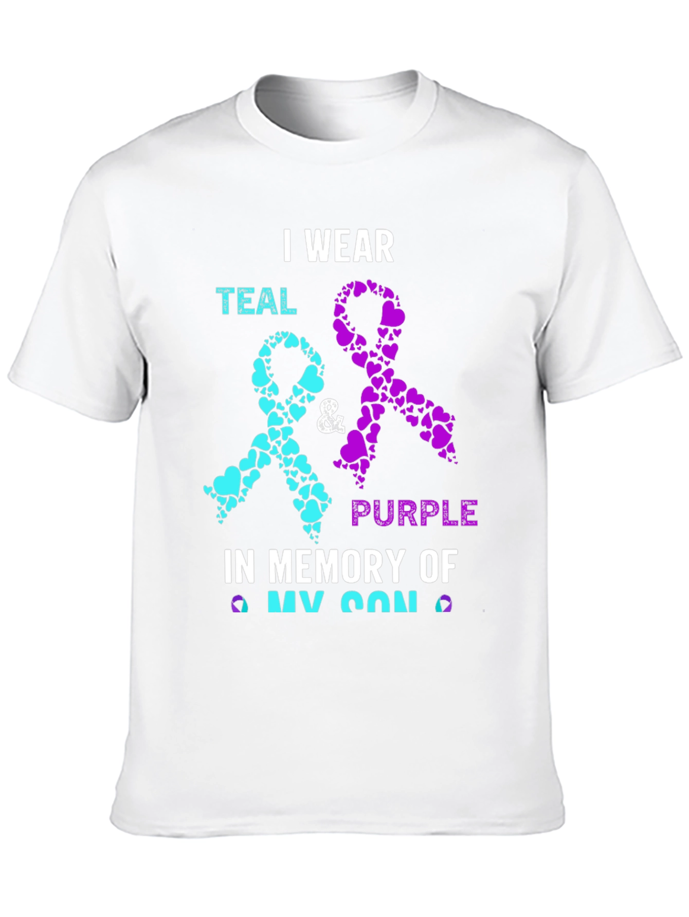 Teal & Purple Ribbon My Son Awareness T-Shirt