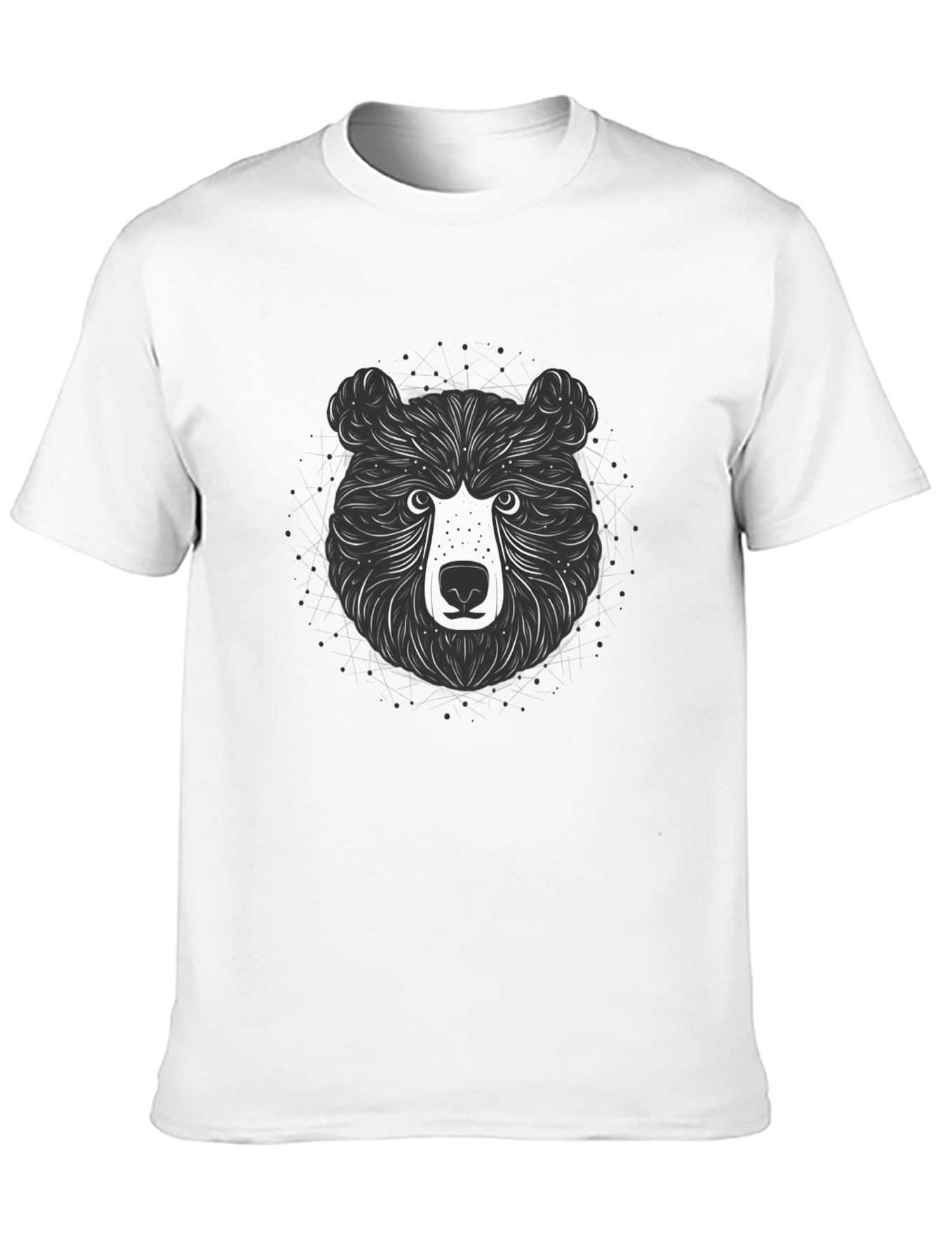 Abstract Bear Graphic Tee - Stylish Mens Black T-Shirt
