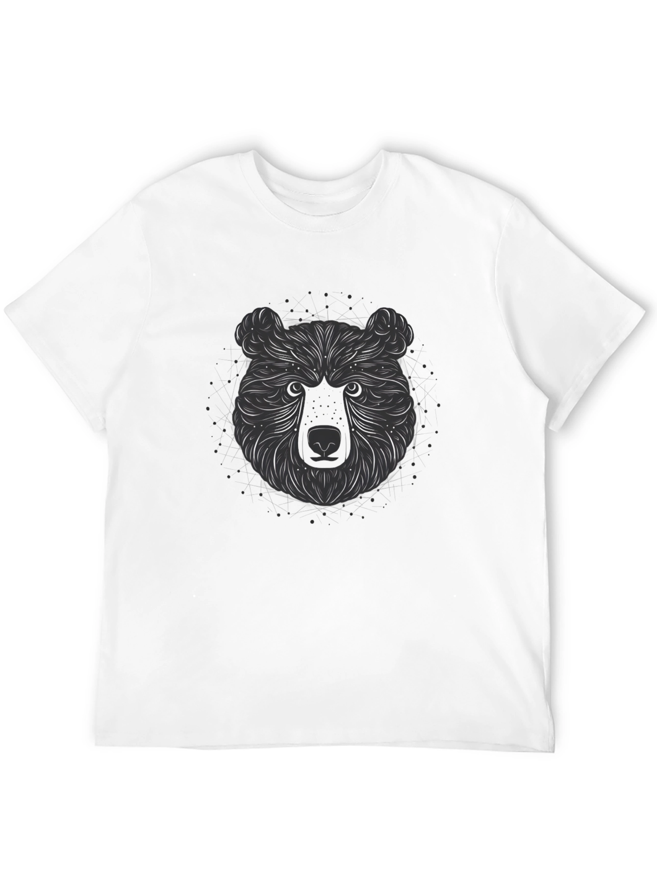Abstract Bear Graphic Tee - Stylish Mens Black T-Shirt