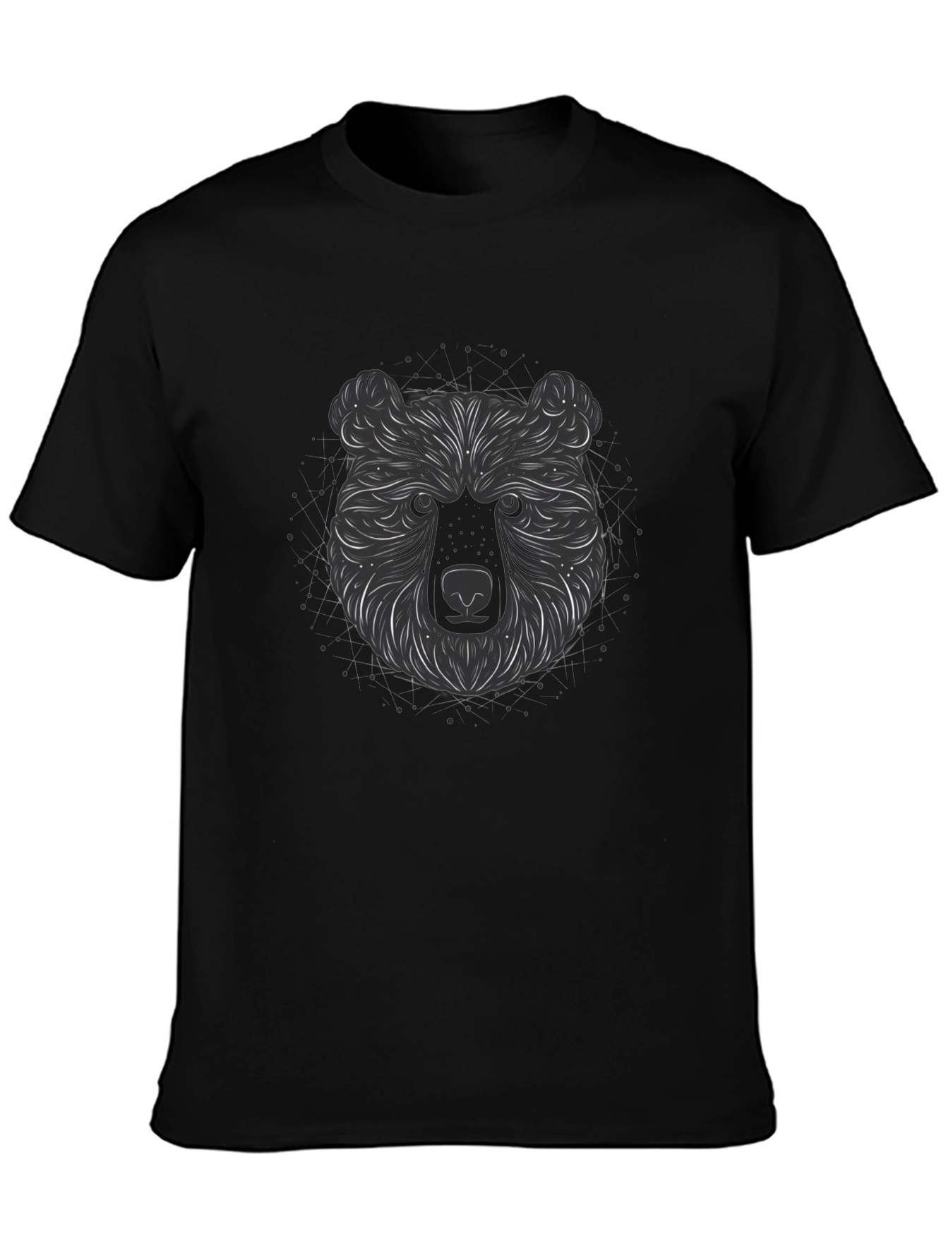 Abstract Bear Graphic Tee - Stylish Mens Black T-Shirt