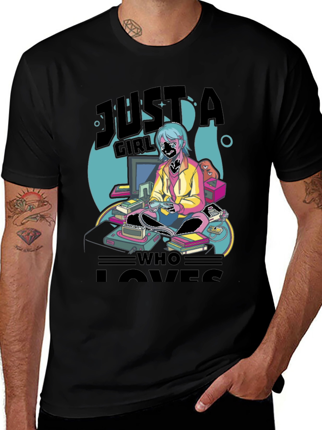 Gamer Girl Graphic Tee - Retro Gaming Style