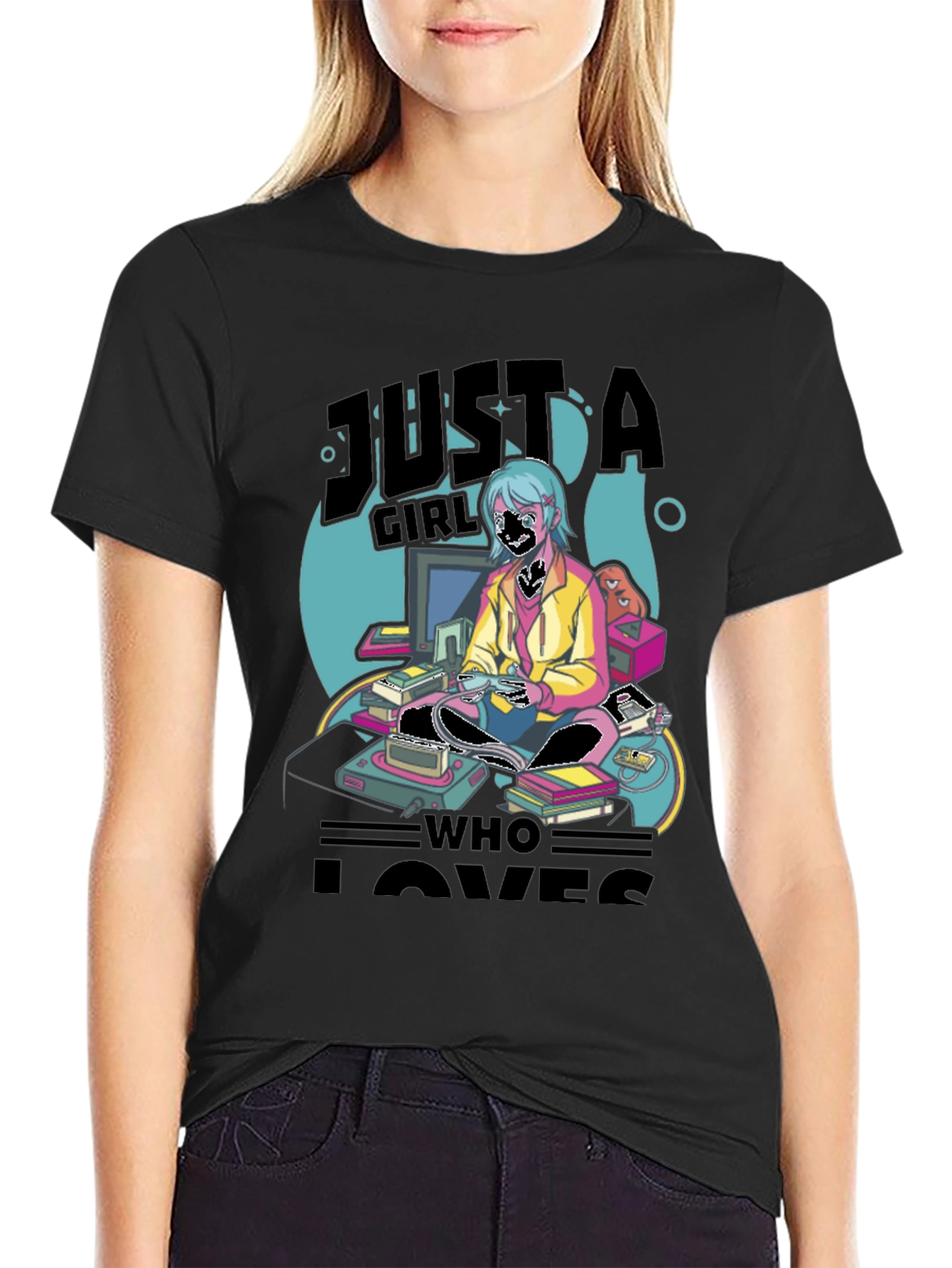 Gamer Girl Graphic Tee - Retro Gaming Style
