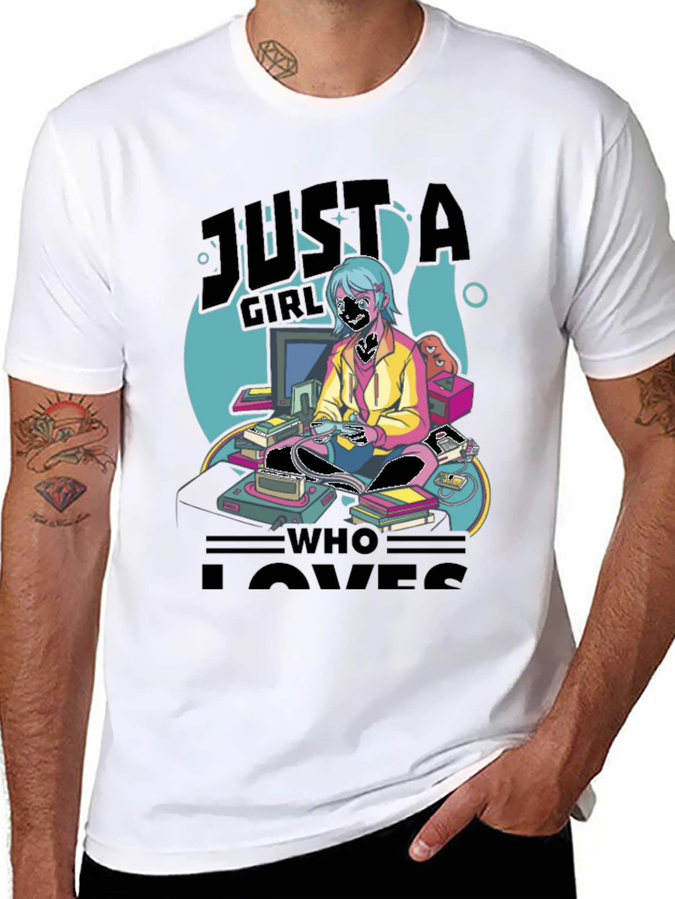 Gamer Girl Graphic Tee - Retro Gaming Style