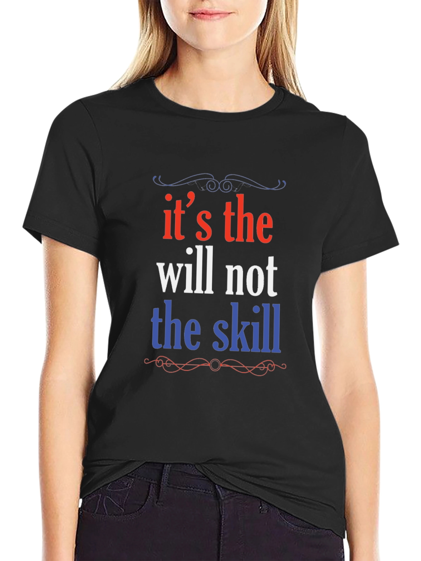 Motivational Will Over Skill Graphic Tee - Black