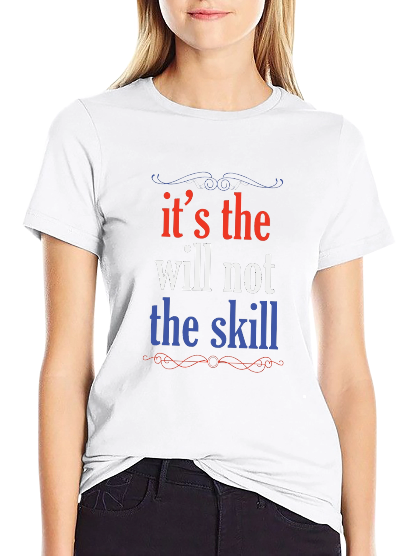 Motivational Will Over Skill Graphic Tee - Black