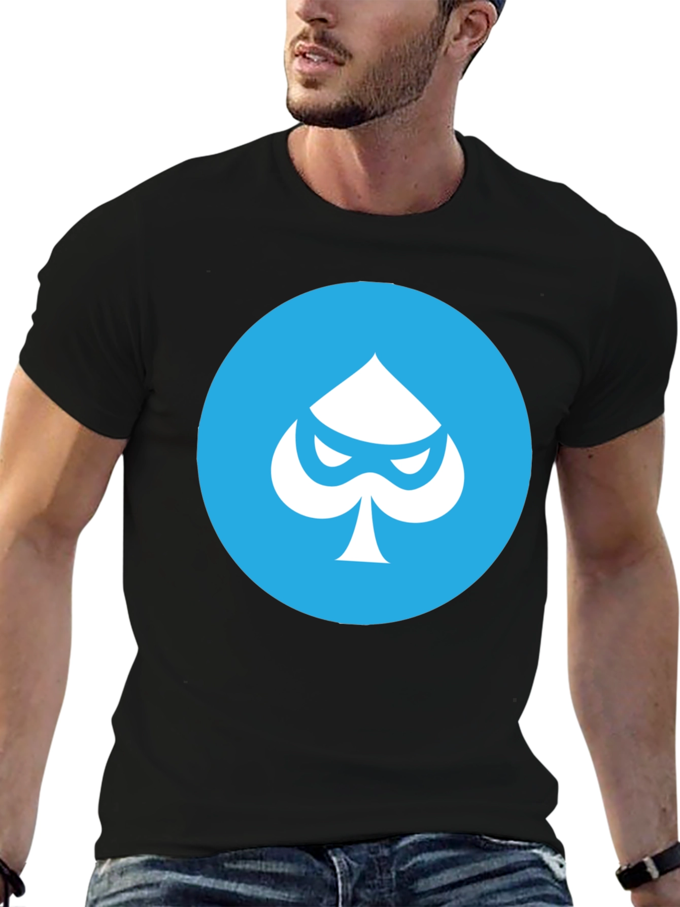 Black T-Shirt with Spade Graphic